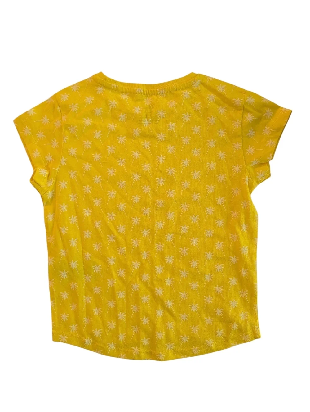 Zy Girls Bright Yellow Palm-Print Short Sleeve Kids Tee Cotton Size 4/5